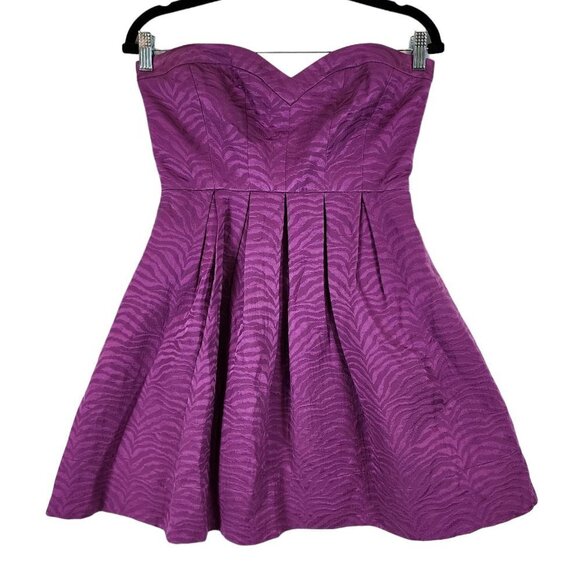 Rebecca Taylor Strapless Silk Blend Zebra Print Dress Mini Dress w/ Pockets Prom - Picture 1 of 15